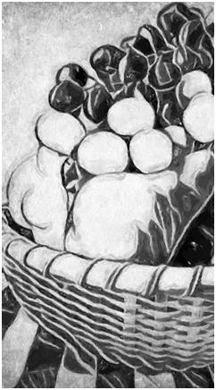 A Kitchen Fruit Basket - One of six, free primitive-style, 8x10 wall art prints available today. Please repin this image or bookmark its page and check back often. New free prints are added all of the time.