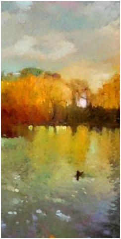 Geese on a Shimmering Pond - One of seven free, downloadable wall art landscapes by Don Berg